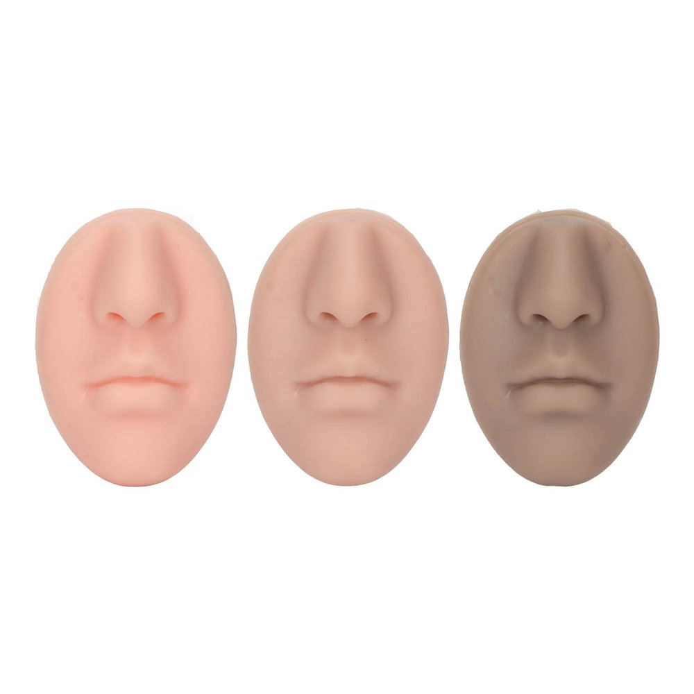 3pcs Silicone Nose Mouth Model, Professional Soft Flexible Piercing Model for Beauty Salon, Reusable Simulation Silicone Face Model for Acupuncture Teaching, Durable Silicone Prosthetic Nose