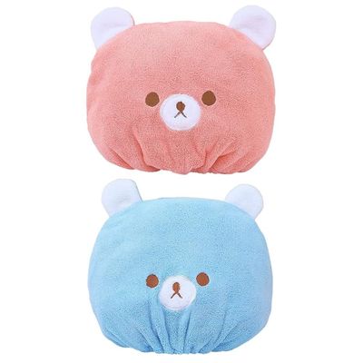 JLEivvi 2PCS Hair Towel Wrap Cute Bear Dry Hair Caps Hair Drying Wrap Towel Bath Head Wrap Drying Turban Cap for Women, Girls