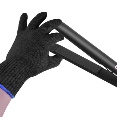 FOHOLA 1 Pc Professional Heat Resistant Gloves for Hair Styling, Heat Proof Gloves, Heat Protection Gloves for Curling Wand (Black) (1, M)