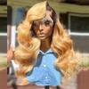 4/27 Highlight Lace Front Wigs Human Hair For Black Women 13x6 Honey Blonde Body Wave HD Transparent Lace Front Wigs Pre Plucked With Baby Hair Side Part Brazilian Virgin Human Hair Natural Hairline Bleached Knots 150% Density 18Inch view 4