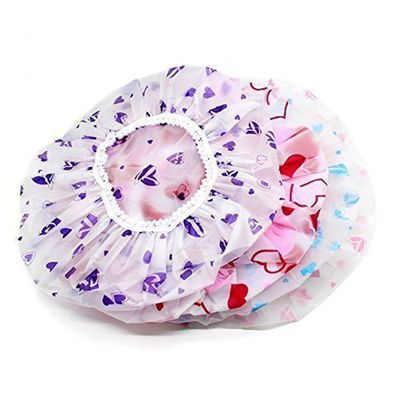 Shower Cap Set of 6 for Women Reusable Waterproof Elastic Eva and Multicolored