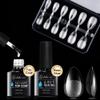 gelike ec 120PCS Extra Short Almond Soft Gel Nail Tips and 6 in 1 Nail Glue Base Gel Top Coat Set - Brush On Nail Glue for Acrylic Nails Tips view 1