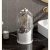 KQJS Makeup Brush Storage Box,360Rotating Bucket for Easy Access and Additional Storage for Dressing Table Items like Pen Holder,Lipsticks,and Dust-proof Cover Dividers (Transparent White) view 1