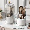 KQJS Makeup Brush Storage Box,360Rotating Bucket for Easy Access and Additional Storage for Dressing Table Items like Pen Holder,Lipsticks,and Dust-proof Cover Dividers (Transparent White) view 2