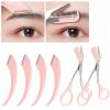 6 Pcs Eyebrow Trimmer Scissors with Comb, Curved Eye Brow Razor, Non-Slip Stainless Steel Facial Hair Removal Grooming, Brow Shaping Beard Shaving Kit Beauty Accessories for Women Men view 1
