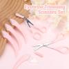 6 Pcs Eyebrow Trimmer Scissors with Comb, Curved Eye Brow Razor, Non-Slip Stainless Steel Facial Hair Removal Grooming, Brow Shaping Beard Shaving Kit Beauty Accessories for Women Men view 2