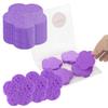 50 - Count Flower Compressed Facial Sponges + 50 - Count Heart Shape Face Sponge for Face Cleansing, 100 - Count Exfoliating Sponges for Cleansing Reusable in package,Best Makeup Gift, Purple view 2