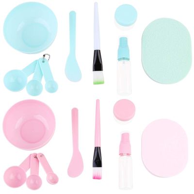 ABOOFAN Face Mask Mixing Bowl Set 18Pcs DIY Facemask Mixing Tool Kit with Facial Mask Bowl Stick Spatula Silicone Brush Spray Bottle Puff Soaking Bottle Gauges (Pink+Green)
