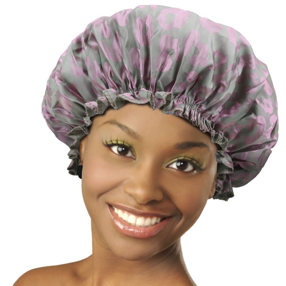DONNA ARGAN Patterned Sleep Cap Hair Sleep Shower Cap Bonnet satin Bonnet for Sleeping Hat XL Light Leopard