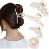 Mehayi 4 PCS Large Pearl Hair Claw Clips for Women Girls, Hair Barrette Clamps for Thick Thin Hair, Fashion Hair Accessories Headwear Styling Tools for Party Wedding view 1