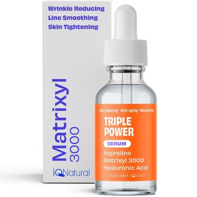 IQ Natural Argireline & Matrixyl 3000 Serum - Anti-Aging Peptide for Face, Hydrating Face Serum for Women and Men, 1oz