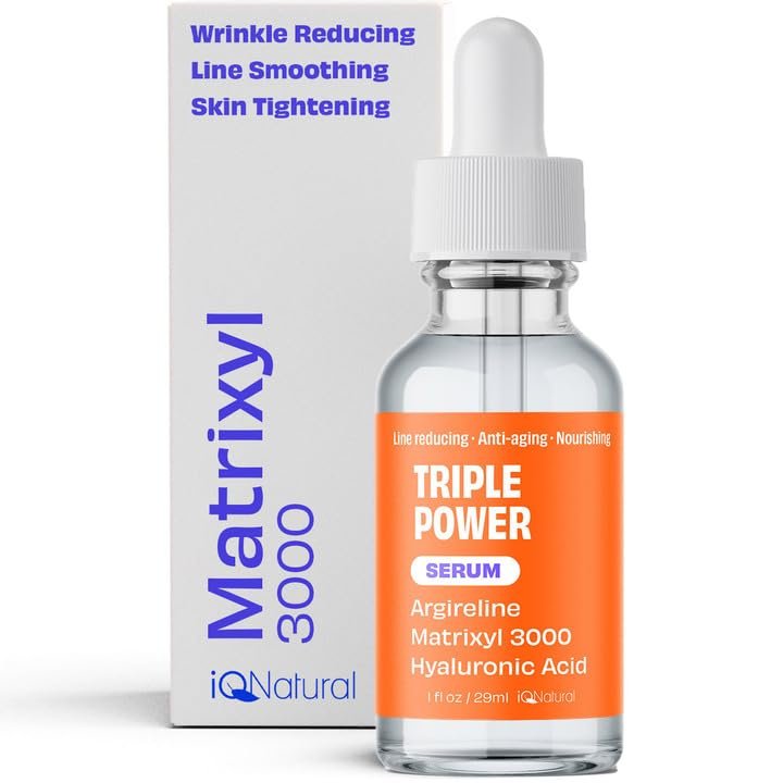 IQ Natural Argireline & Matrixyl 3000 Serum - Anti-Aging Peptide for Face, Hydrating Face Serum for Women and Men, 1oz