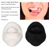 2Pcs Black and White Silicone Tongue Mouth Model, High Simulation Reusable Human Tongue Mouth Mold with Acrylic Bracket, Multipurpose Tongue Model for Piercing Lip Nail Tongue Nail Display view 3