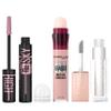 Maybelline Lash Sensational Sky High Washable Mascara, Cosmic Black + Instant Age Rewind Eraser Dark Circles Treatment Multi-Use Concealer, 160+ Lifter Gloss, Pearl, Silver Pearl Clear Bundle view 1