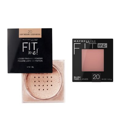 Maybelline Fit Me Loose Finishing Powder + Fit Me Blush Makeup Bundle, Includes 1 Setting Powder in Medium and 1 Blush in Mauve