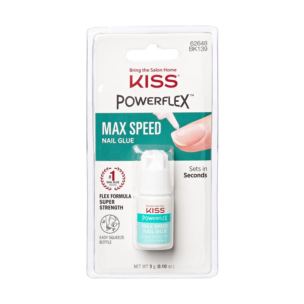 KISS PowerFlex Maximum Speed Nail Glue - Fast Drying Adhesive for Glue-On Nails & Repairs with Nozzle Tip Applicator, Ideal for Tips & Wraps, Net Wt. 0.10 oz (3g) Each, 8-Pack
