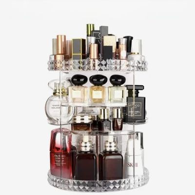 360-Degree Rotating Adjustable Multi-Function Acrylic Cosmetic Storage Make up Organizer
