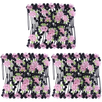 LALAFINA Pink Rose Hair Side Combs - Easy to Use Styling Comb Double Row Hair Accessories for Women Perfect for Updos and Loose Waves