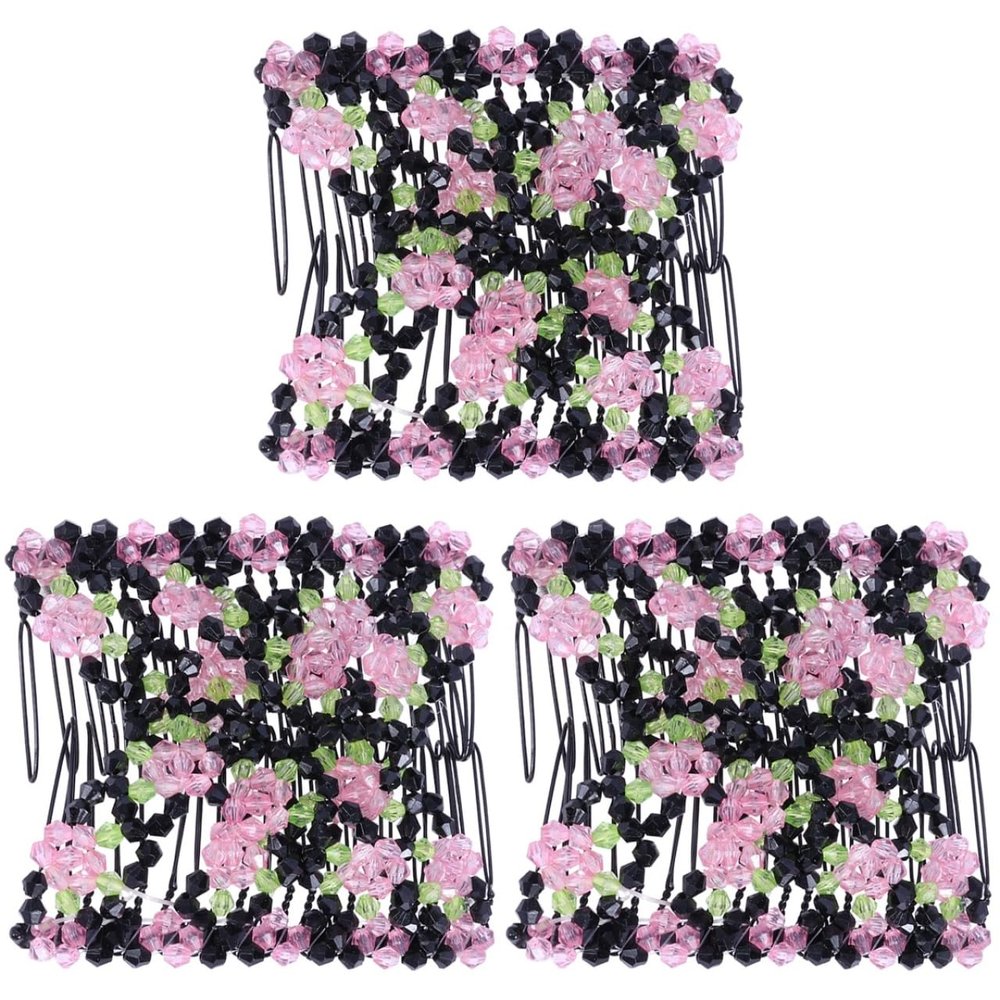 LALAFINA Pink Rose Hair Side Combs - Easy to Use Styling Comb Double Row Hair Accessories for Women Perfect for Updos and Loose Waves