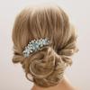 Aimimier Vintage Flower Rhinestone Hair Side Combs Elegant Long Teeth Hair Pins Wedding Bridal Hair Accessories Prom Party Hair Jewelry for Women and Girls(Blue) view 1