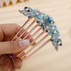 Aimimier Vintage Flower Rhinestone Hair Side Combs Elegant Long Teeth Hair Pins Wedding Bridal Hair Accessories Prom Party Hair Jewelry for Women and Girls(Blue) view 2
