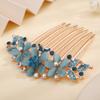 Aimimier Vintage Flower Rhinestone Hair Side Combs Elegant Long Teeth Hair Pins Wedding Bridal Hair Accessories Prom Party Hair Jewelry for Women and Girls(Blue) view 4