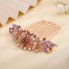 Aimimier Vintage Flower Crystal Hair Side Combs Elegant Long Teeth Hair Pins Wedding Bridal Hair Accessories Prom Party Hair Jewelry for Women and Girls(Purple) view 4