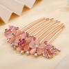 Aimimier Vintage Flower Rhinestone Hair Side Combs Elegant Long Teeth Hair Pins Wedding Bridal Hair Accessories Prom Party Hair Jewelry for Women and Girls(Pink) view 3