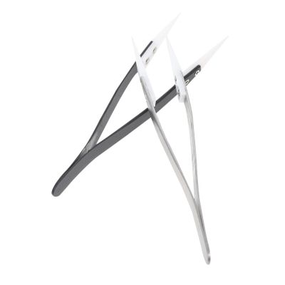 Ceramic Tweezers Eyelash Tweezers Pointy Metal 2pcs Anti- Static Ceramic Precision for Ingrown Hair Straight Hair Miss Fine Tip