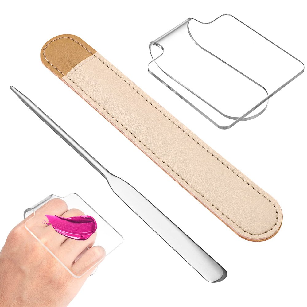 Beaupretty Makeup Mixing Tray Transparent Hand Tray with Spatula and Storage Pouch Set for Nail Art Makeup Cream Liquid Foundation