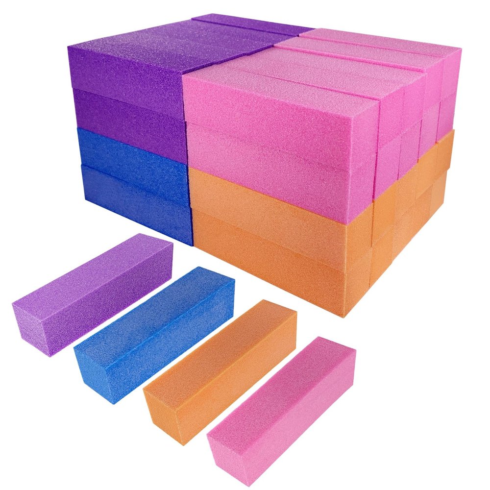 40 Pcs Nail Buffer Block for Acrylic and Natural Nails, 4 Sided Sanding Buffers for Gel Nails Fingernail Shine Buffing Filer Set, Professional Manicure Polisher Buffer Bulk Medium Grit (Multi-Color)
