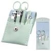 Manicure Set - 7 Pieces Professional Travel Nail Clippers with Green Leather Bag, Stainless Steel Nail Care Tools Grooming Kit for Women view 1