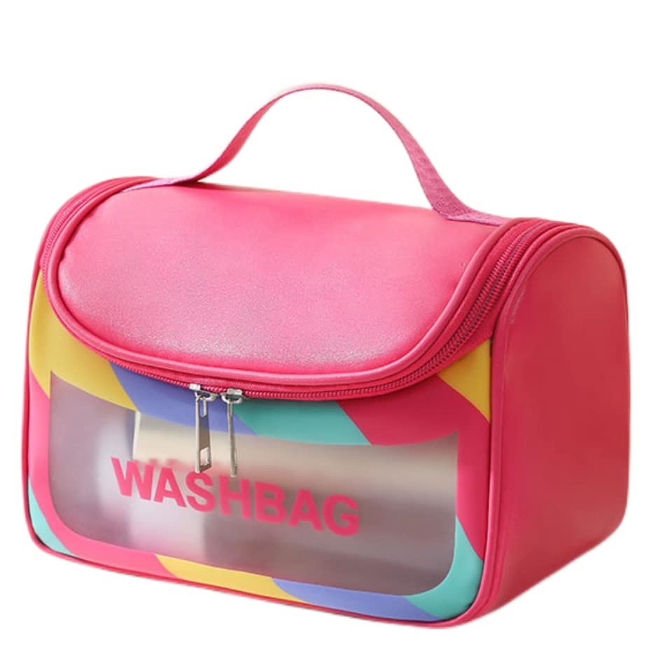 LEJN Toiletry Bag Travel Bag Water-resistant Makeup Cosmetic Bag Travel Organizer Full Sized Container Toiletries (dazzling rose red)