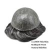 Toupee For Men Hair Piece Real Human Hair Replacement System Full Poly Skin Mens Toupee Hairpieces Men Hair Prosthesis Units Protesis Capilar #1B20 1B# OFF BLACK +20% Gray120% density6x8 view 4