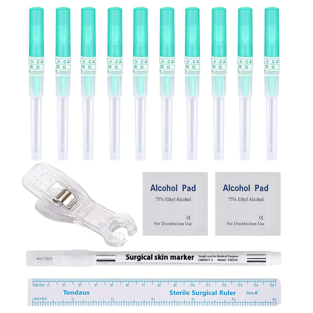 Beautidots 15PCS Catheter Piercing Needles Kits 14G 16G 18G 20G Body Piercing Tools for Ear Nose Lip Tongue Navel Nipple Cartilage Piercings at Home Safety Painless Disposable Self Piercing