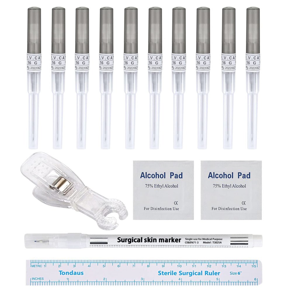 Beautidots 15PCS Catheter Piercing Needles Kits 14G 16G 18G 20G Body Piercing Tools for Ear Nose Lip Tongue Navel Nipple Cartilage Piercings at Home Safety Painless Disposable Self Piercing