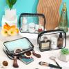 Sanwuta 100 Pcs Clear Makeup Bags Bulk Tsa Approved Toiletry Bag for Travel Transparent Cosmetic Bag PVC Waterproof Travel Small Pouches with Zipper for Men and Women(Black) view 2
