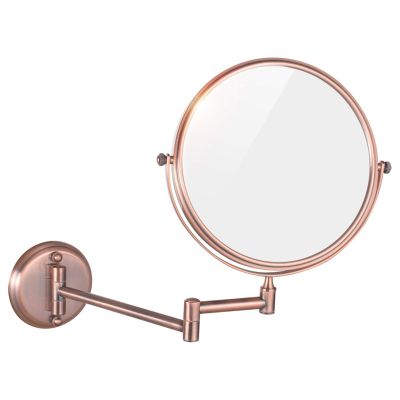 ZTHOME Round Double Sided Shaving Mirror, Bathroom Folding 360 Swivel Cosmetic Vanity Mirror (Color : Pink Gold, Size : 10X)