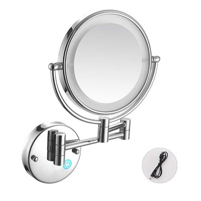 ZTHOME Vanity Magnifying Mirror, for Bathroom, LED Wall Mount Makeup Mirror, Adjustable Light, USB Rechargeable (Color : Silver White, Size : 10X)