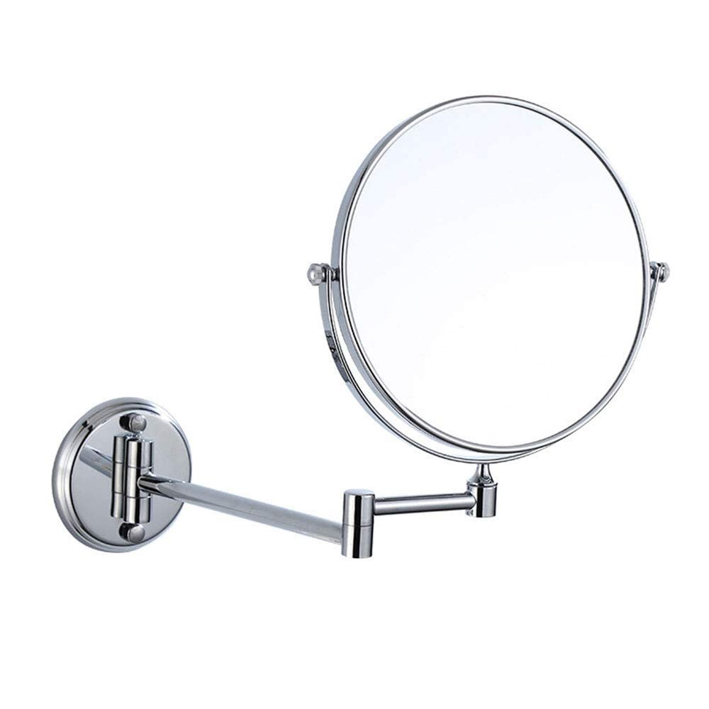 8-Inch Wall Mounted Makeup Mirror, 3X Magnification Two-Sided 360 Swivel Adjustable Height Cosmetic Extendable Bathroom Round Shape Vanity Mirror Chrome,6inchsquarebottom ( Color : 6inchroundbottom )