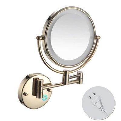 LED Lighted Makeup Mirror, Dimmable Daylight, 360deg;Swivel and Extendable, for Bathroom, Bedroom, Travel, Hotels (Color : Zircon Gold, Size : 5X)
