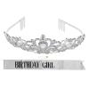 ZJchao Bridal Crown Tiara,Silver Shiny ABS Alloy Princess Birthday Decorative Tiara with Strap, for Proms,Pageants,Princess Party view 1