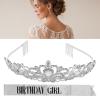 ZJchao Bridal Crown Tiara,Silver Shiny ABS Alloy Princess Birthday Decorative Tiara with Strap, for Proms,Pageants,Princess Party view 2
