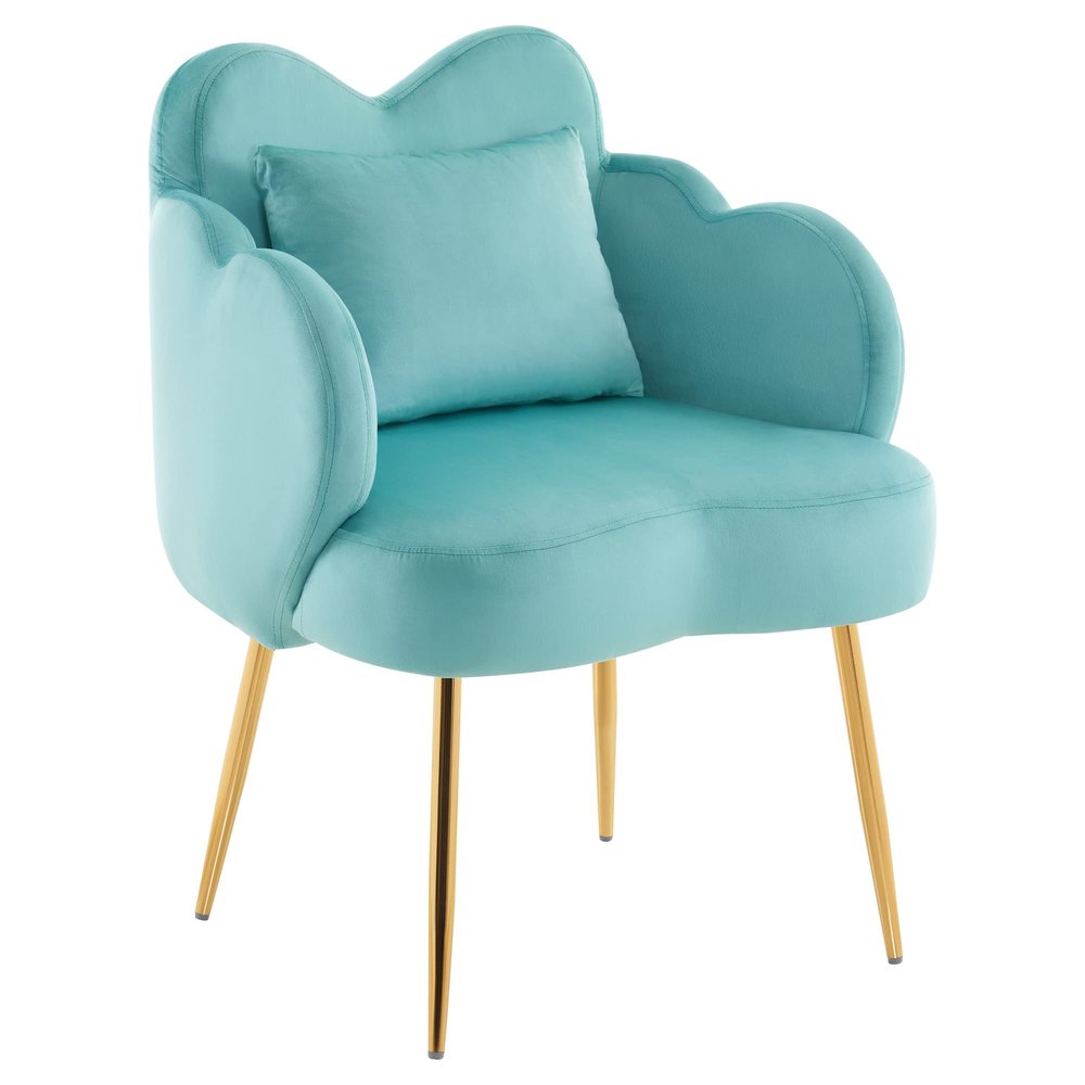 BarberPub Living Room Chair, Nail Chair for Nail Tech with Backrest, Modern Salon Chair with Velvet, Makeup Beauty Vanity Chair 3522