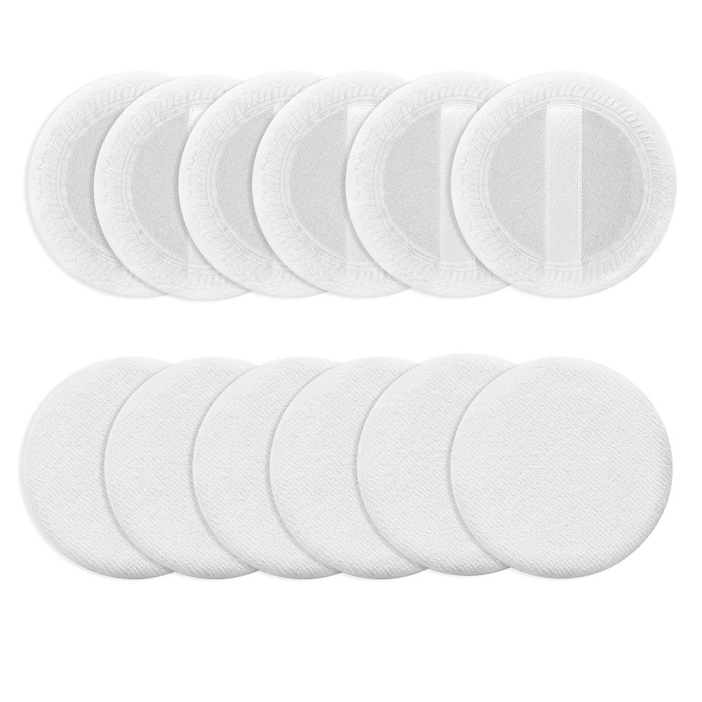 WLLHYF 12PCS Makeup Powder Puffs Pink Cotton Powder Puffs Round Powder Puff for Makeup Face Powder Velour Puffs for Loose Powder Washable(white