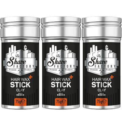 The Shave Factory Hair Wax Clay for Long-Lasting Styling, Smoothing & Slick Finish - 2.7 Oz (75G), 3 Pieces