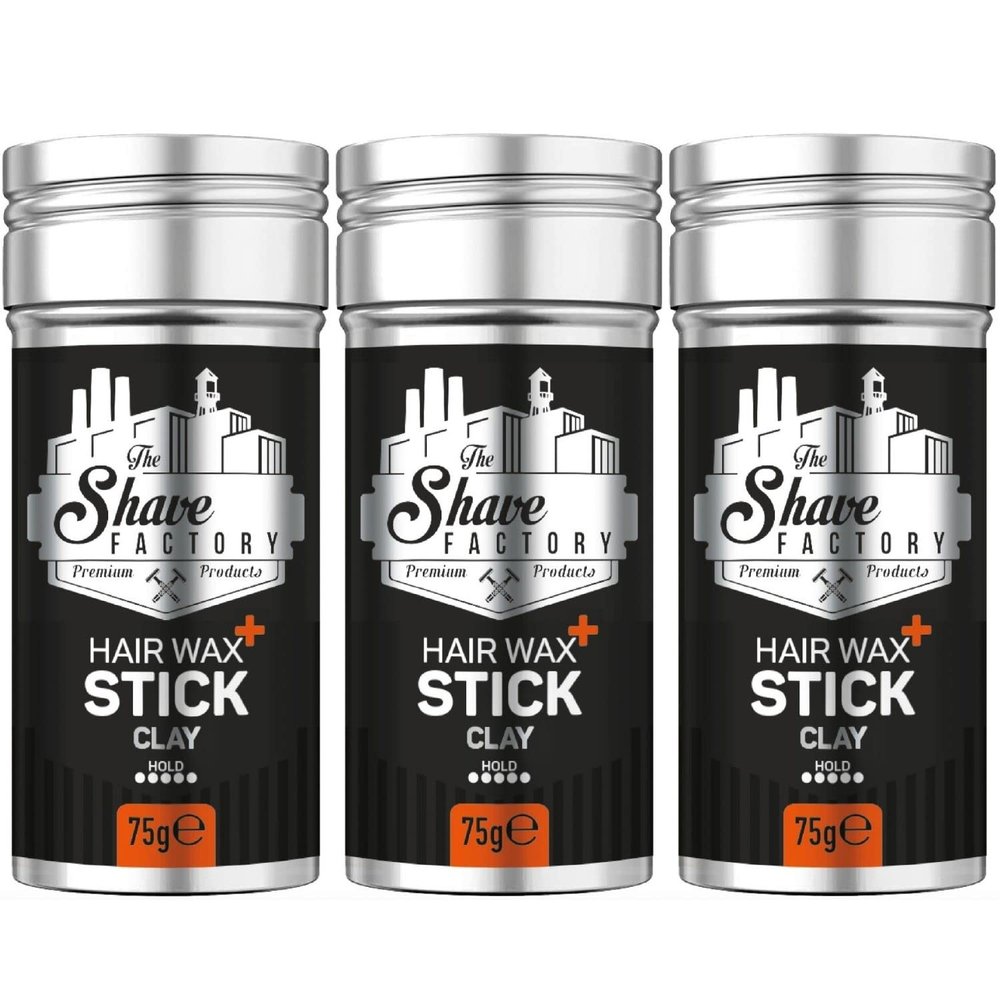 The Shave Factory Hair Wax Clay for Long-Lasting Styling, Smoothing & Slick Finish - 2.7 Oz (75G), 3 Pieces