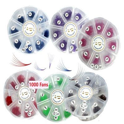 1000 Premade volume fans Mixed lengths 9-16mm loose Fans C, D Curl. Handmade eyelash extensions supplies Russian volume lash Wispy promade fan 4D 5D 6D 7D 8D 9D 10D (White 6D 0.07 - Curl D)