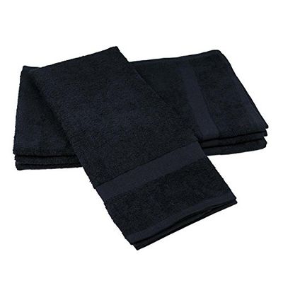 Towel Supercenter 16X27 Cotton Hand Towels (12Pack-36Pack-60Pack-120Pack) for Hair, Nail, Tanning Salons, Golf Course (Black, 12)