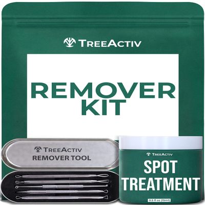 TreeActiv Spot Care 0.5oz + Remover Kit Bundle, Includes Spot Care and Remover Tool, Bentonite Clay, Tea Tree Oil, Aloe Vera, Clearer Skin in 2 Weeks